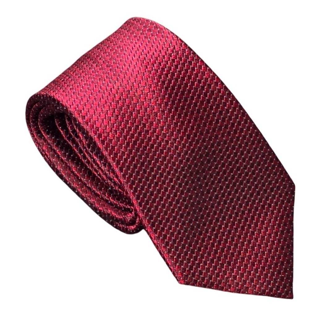 Pronto Uomo Couture Silk Micro Pattern Tie Men's Burgundy Hand Made Necktie